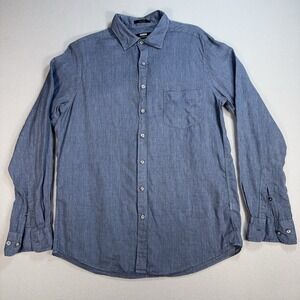 Rodd & Gunn 100% Linen Shirt Men's L Blue Gray Sports Fit Pocket Button Up